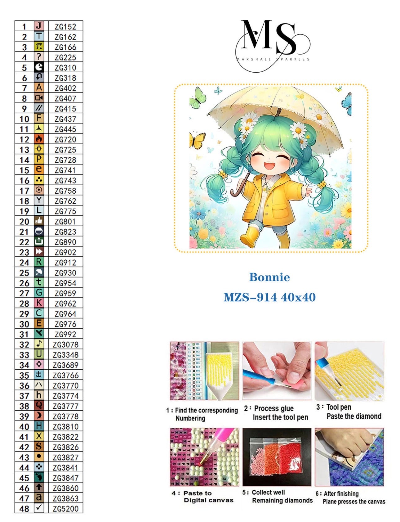 Bonnie © 40x40 square full fairy drill