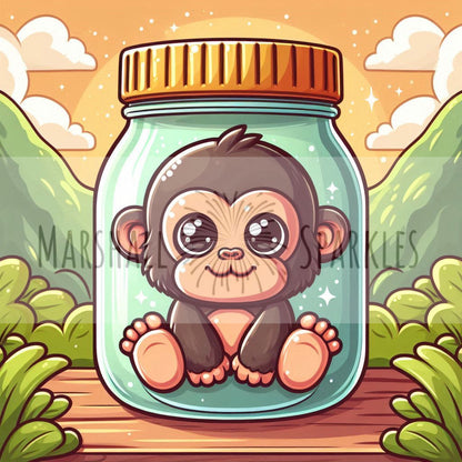 Jar of Farts - Monkey 40x40 - (print to order)