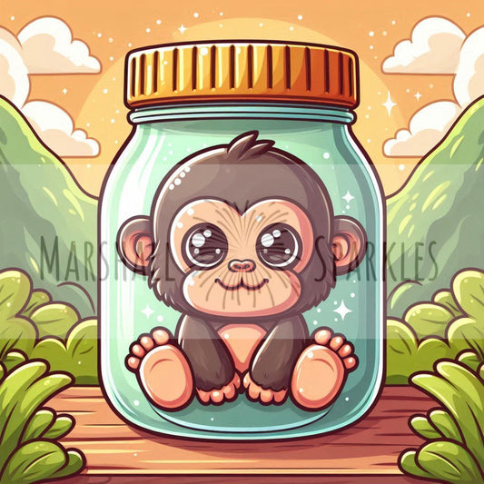 Jar of Farts - Monkey 40x40 - (print to order)