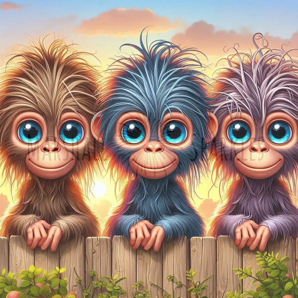 Over the Fence - Monkeys © 40x40 (print to order)