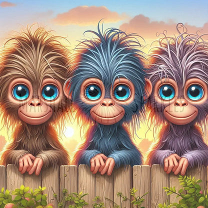 Over the Fence - Monkeys © 40x40 (print to order)