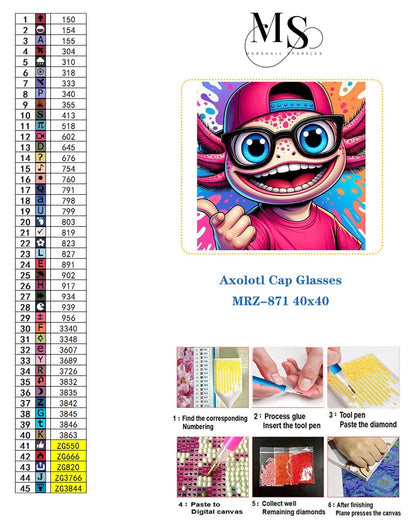 Axolotl Cap Glasses © round Fairy Drill 40x40