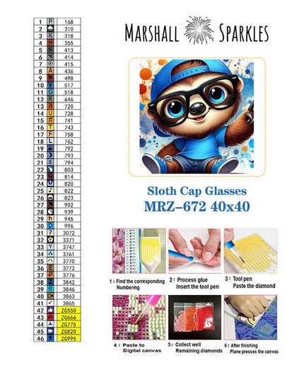 May Sloth Cap Glasses © 40x40 Round Fairy Drill