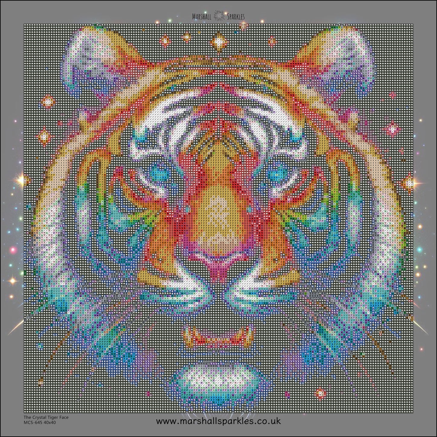 The Crystal Tiger Face © 40x40 Square FULL CRYSTAL DRILL (print to order)