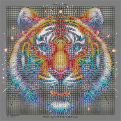 The Crystal Tiger Face © 40x40 Square FULL CRYSTAL DRILL (print to order)