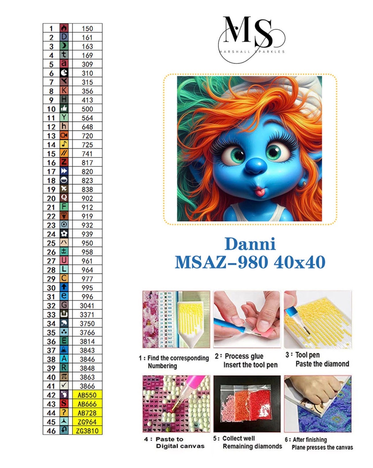 Danni © 40x40 includes Fairy & AB drills