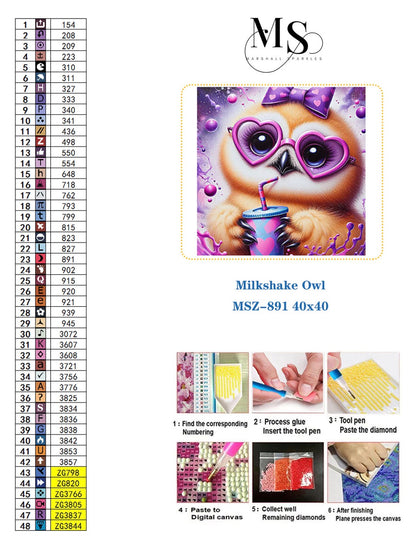 Milkshake Owl © 40x40 Square Fairy Drill