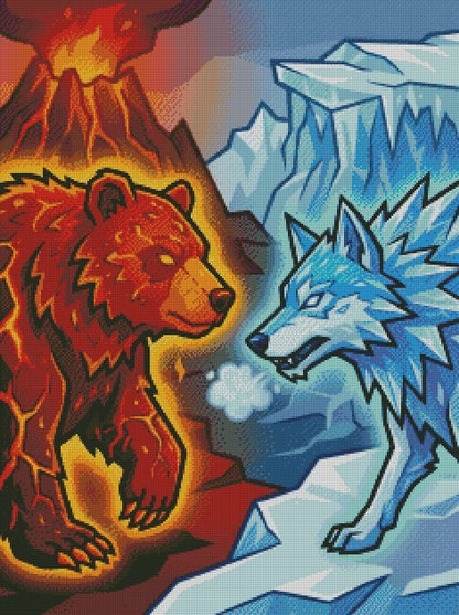 Fire Bear & Ice Wolf © 60x80