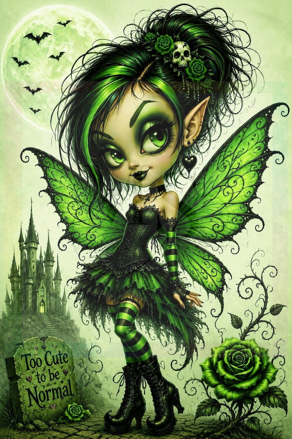 Green Gothic Fairy © 50x75 by NAT Art Creations