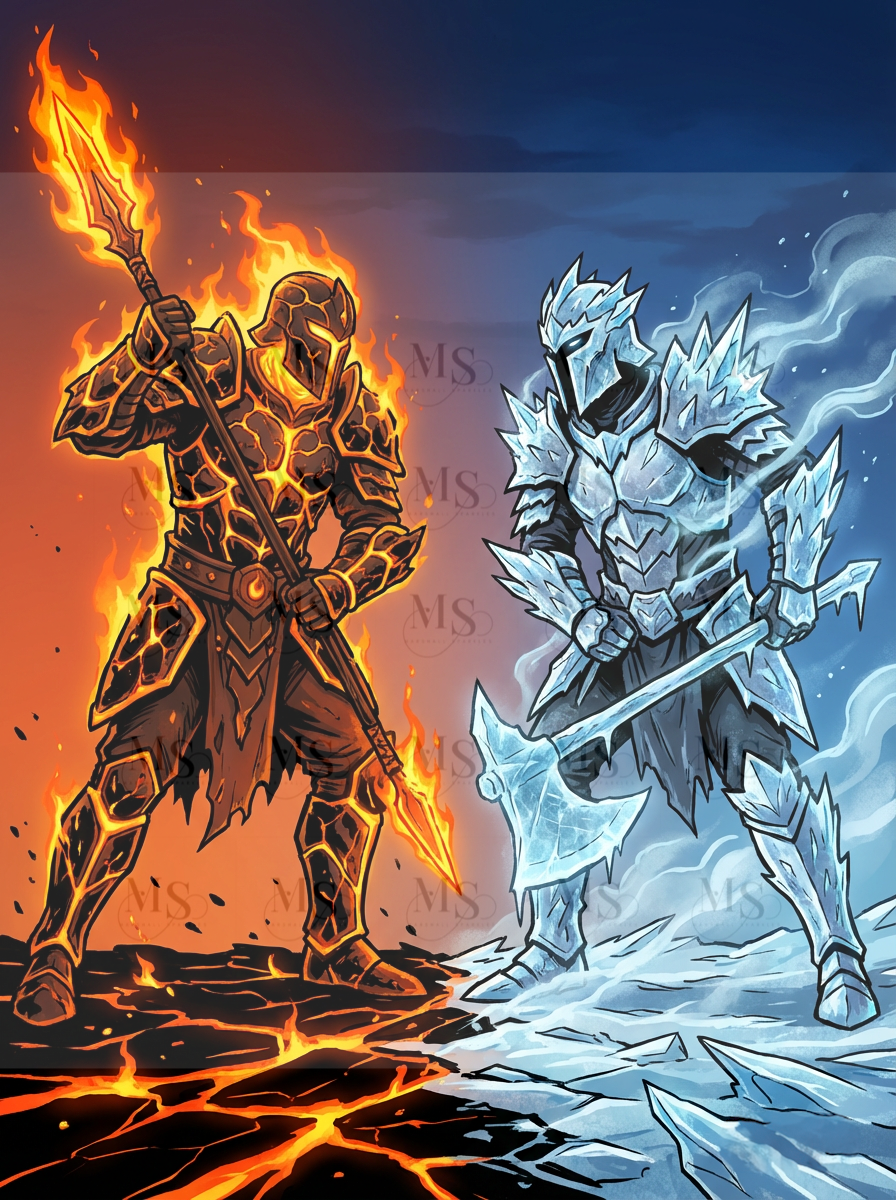 Fire & Ice Warriors © 60x80