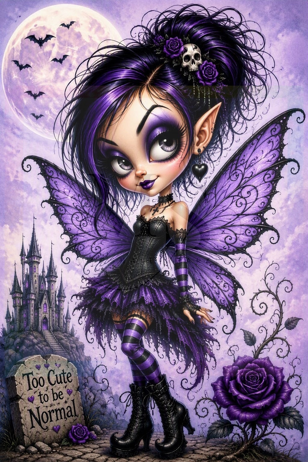 Purple Gothic Fairy © 50x75 by NAT Art Creations