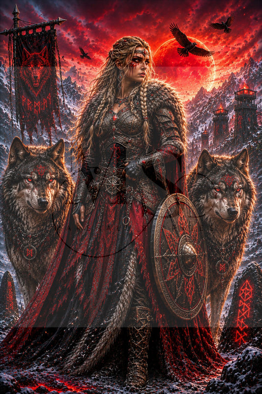 Crimson Wolf Queen © 60x90 by CrazyLoneWolf