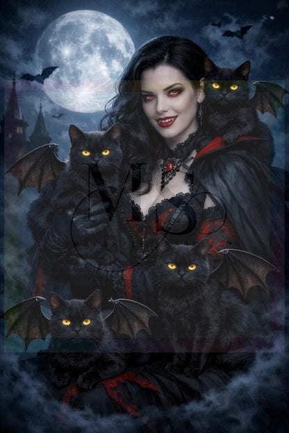 The Vampire Queen & Her Midnight Guardians © 60x90 by Tally @ NAT Art Creations
