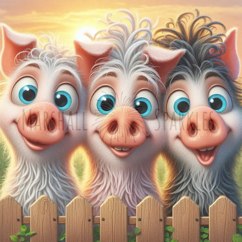 Over the Fence - Pigs © 40x40 (print to order)
