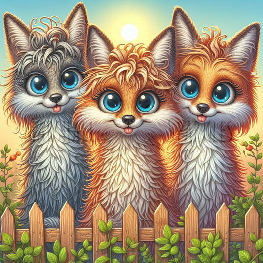 Over the Fence - Foxes © 40x40 (print to order)