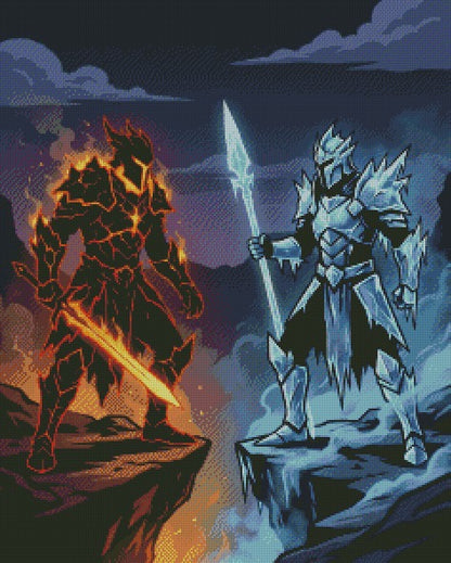 Fire & Ice Warrior Battle © 60x75