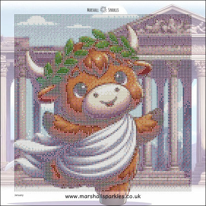 12 Months of Highland Cows © 30x30 free birthday canvas