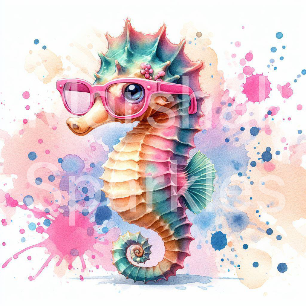 Seahorse Splash Glasses © 40x40 (print to order)