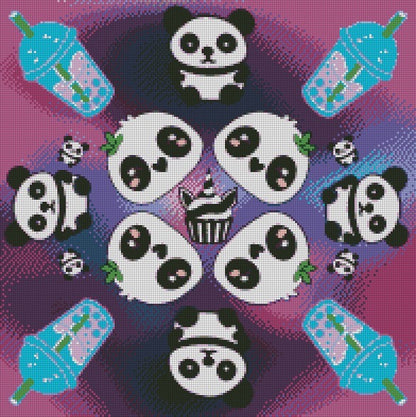 Panda bubble tea (HAND DRAWN) © 50x50 by Rachel Diamond