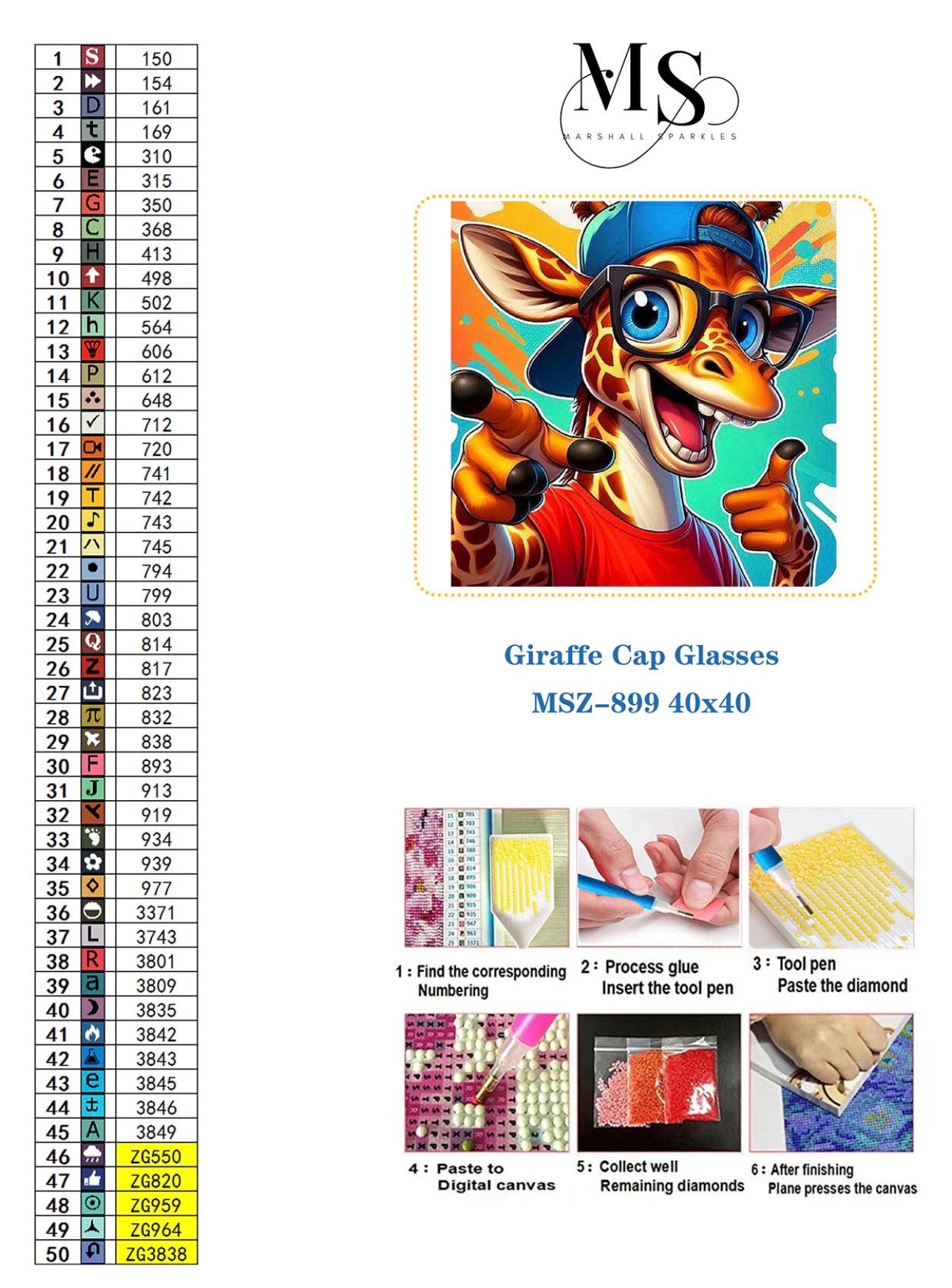 Giraffe Cap Glasses © Square Fairy Drill 40x40