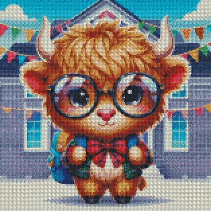 February Highland School Cow © 40x40 Square Fairy drill