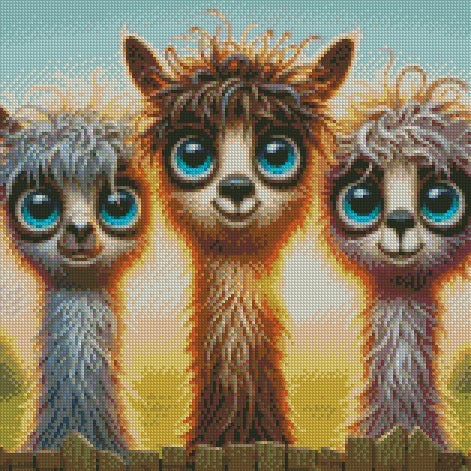 Over the Fence - Llamas © 40x40 (print to order)