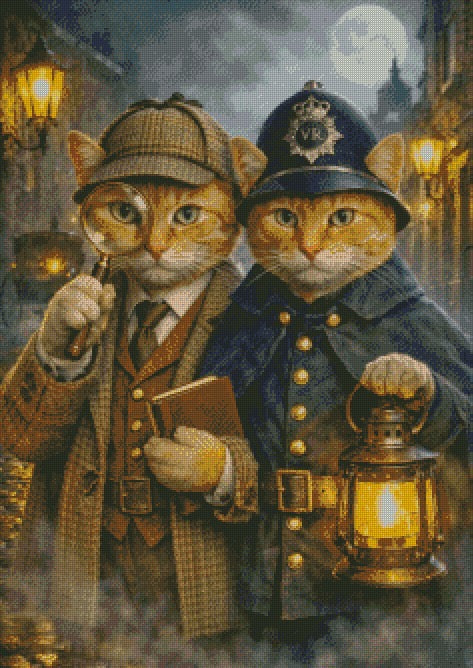 Detective Simba & Constable Bruce © 60x85  by NAT Art Creations