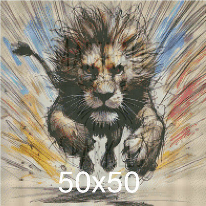 Lion Scribble ©  50x50 (print to order)