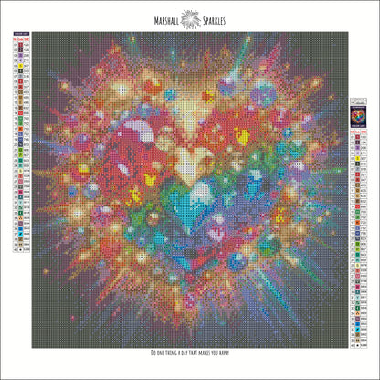 The Crystal Rainbow Heart © 40x40 Square FULL CRYSTAL DRILL
