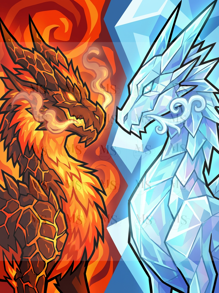 Fire & Ice Dragon © 60x80