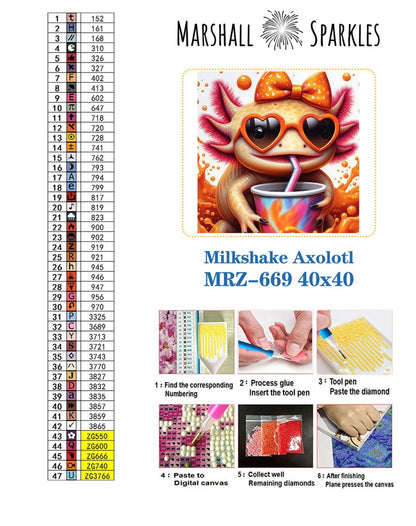 Milkshake Axolotl © 40x40 Round Fairy Drill