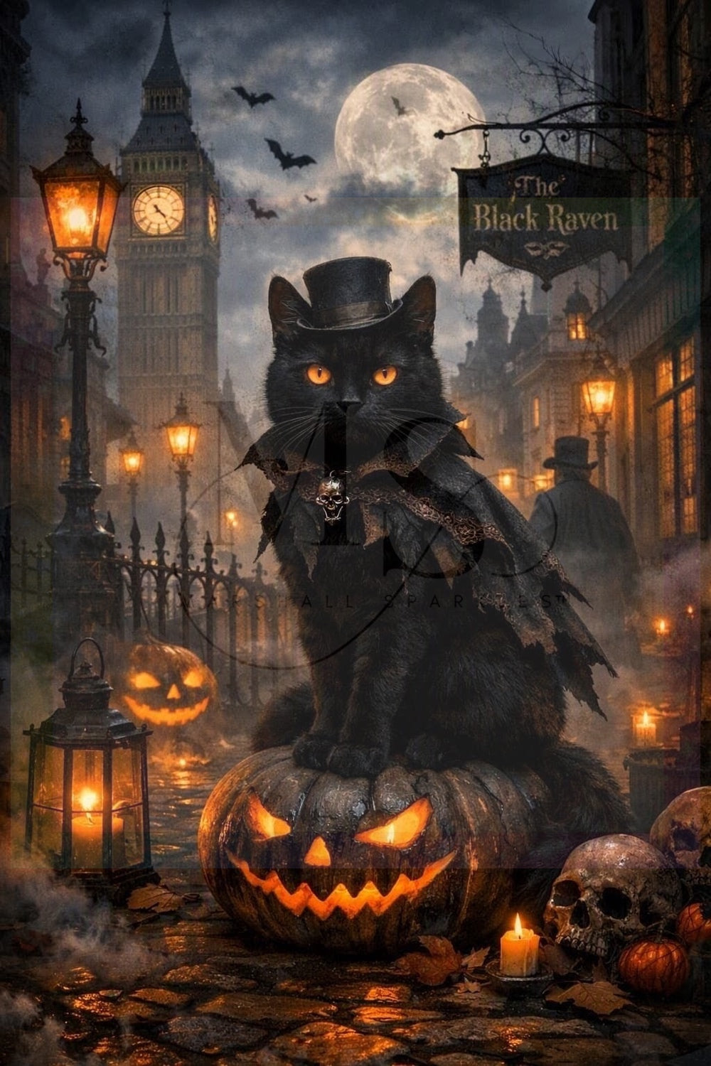 The Cat of the Haunted Harvest © 60x90 by NAT Art Creations