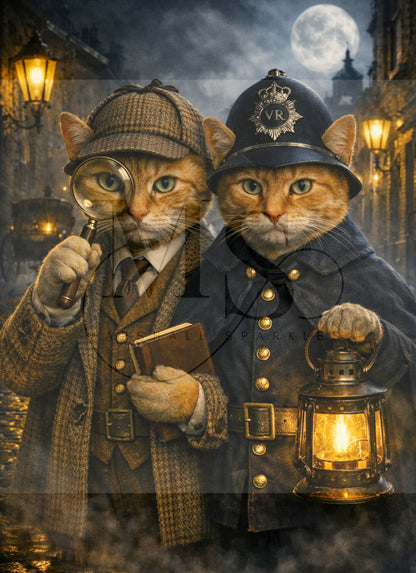 Detective Simba & Constable Bruce © 60x85  by NAT Art Creations