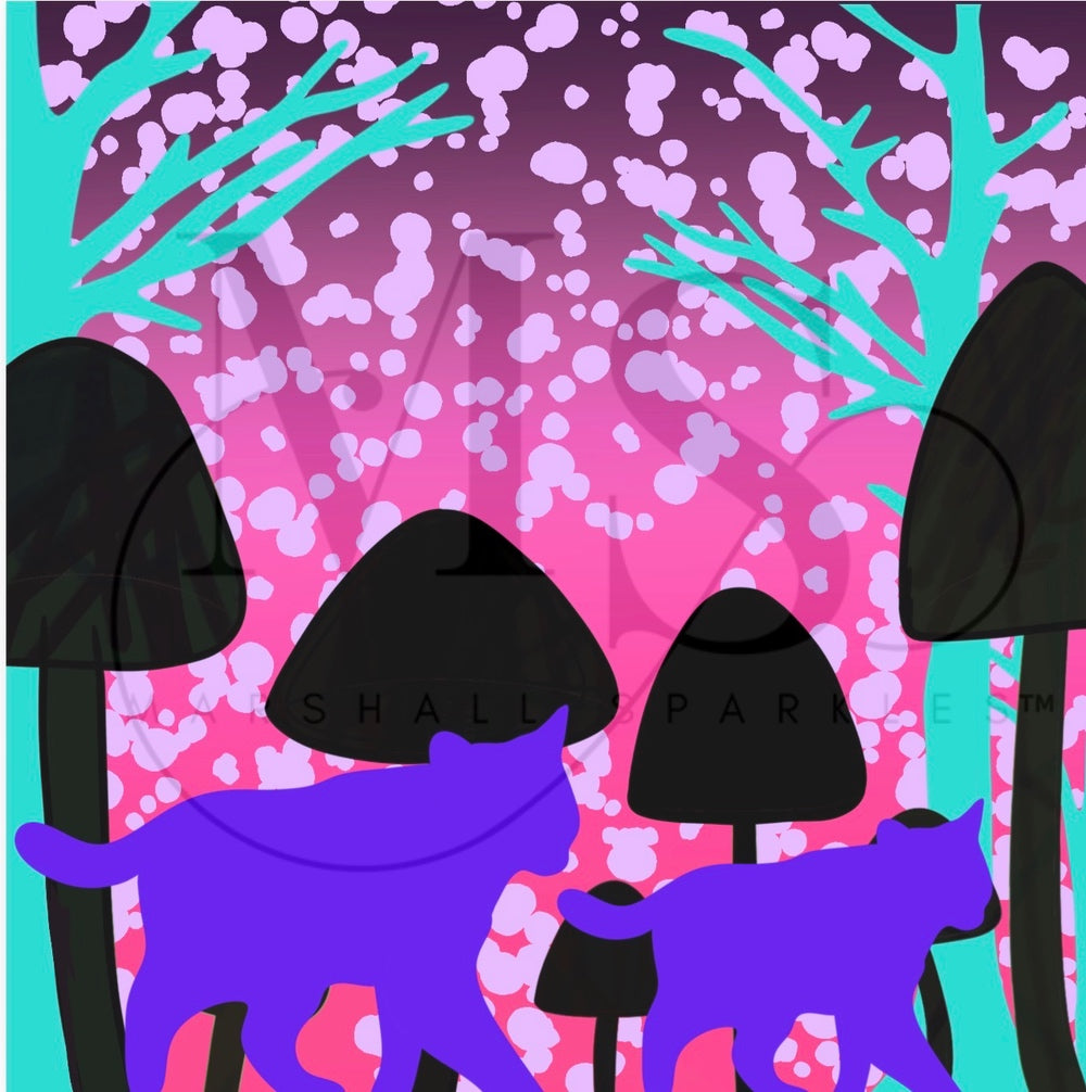Forest cats (HAND DRAWN) © 40x40 by Rachel Diamond
