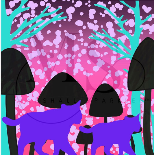 Forest cats (HAND DRAWN) © 40x40 by Rachel Diamond