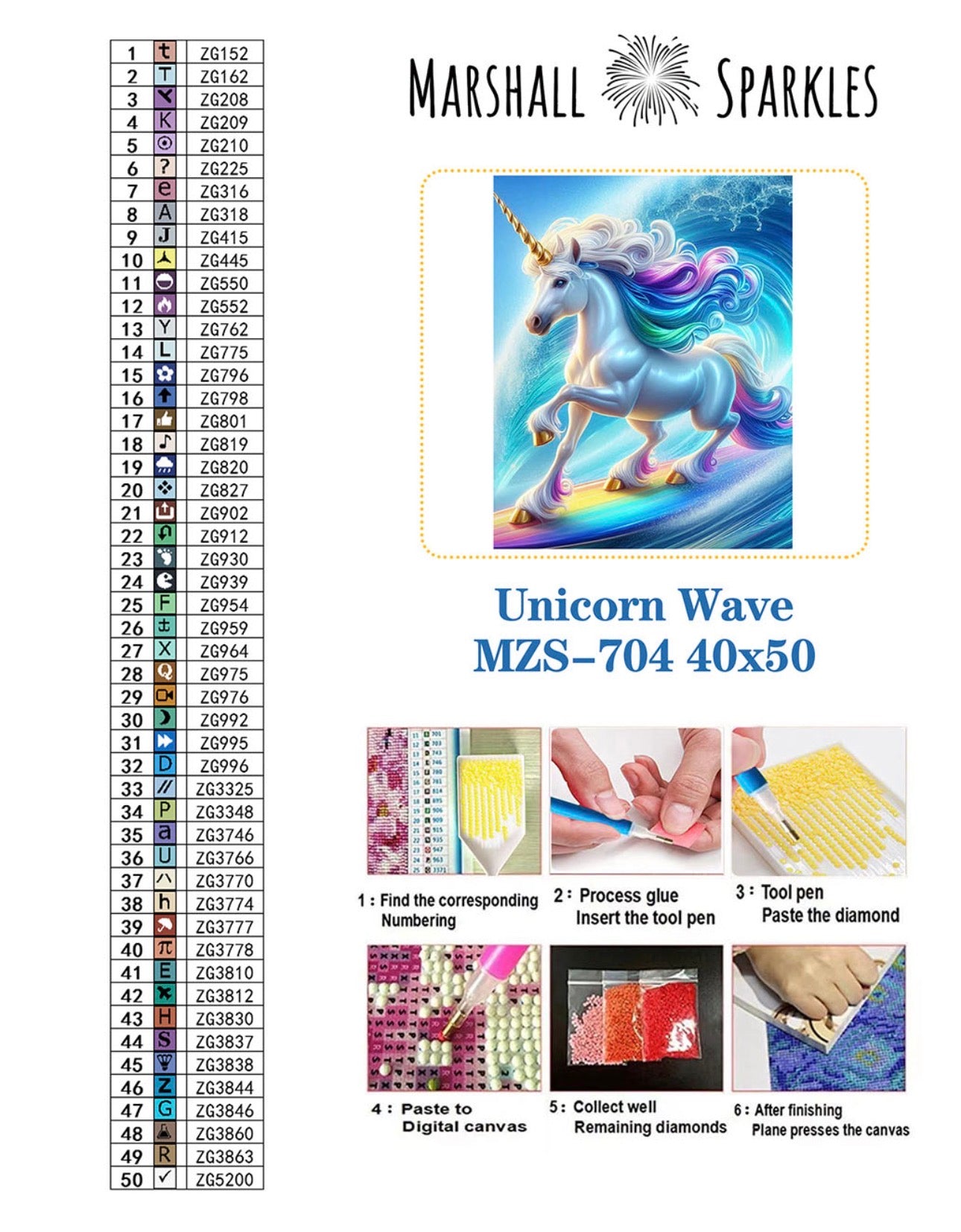 Unicorn Wave © 40x50 Square FULL FAIRY DRILL