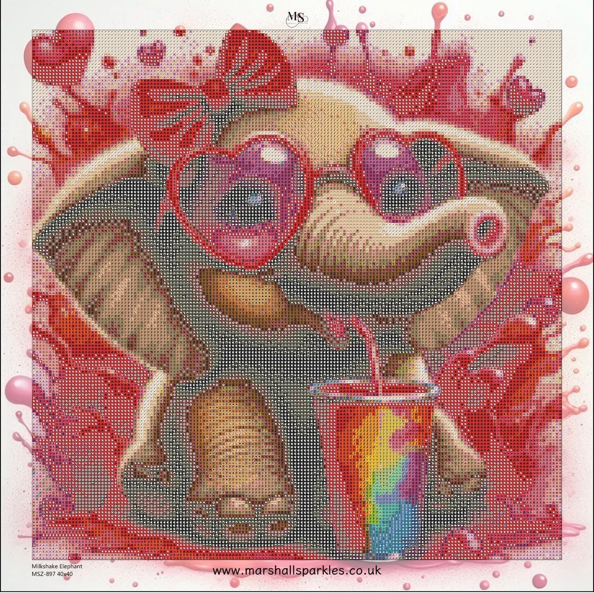 Milkshake Elephant © 40x40 Square Sparkles  Drill™