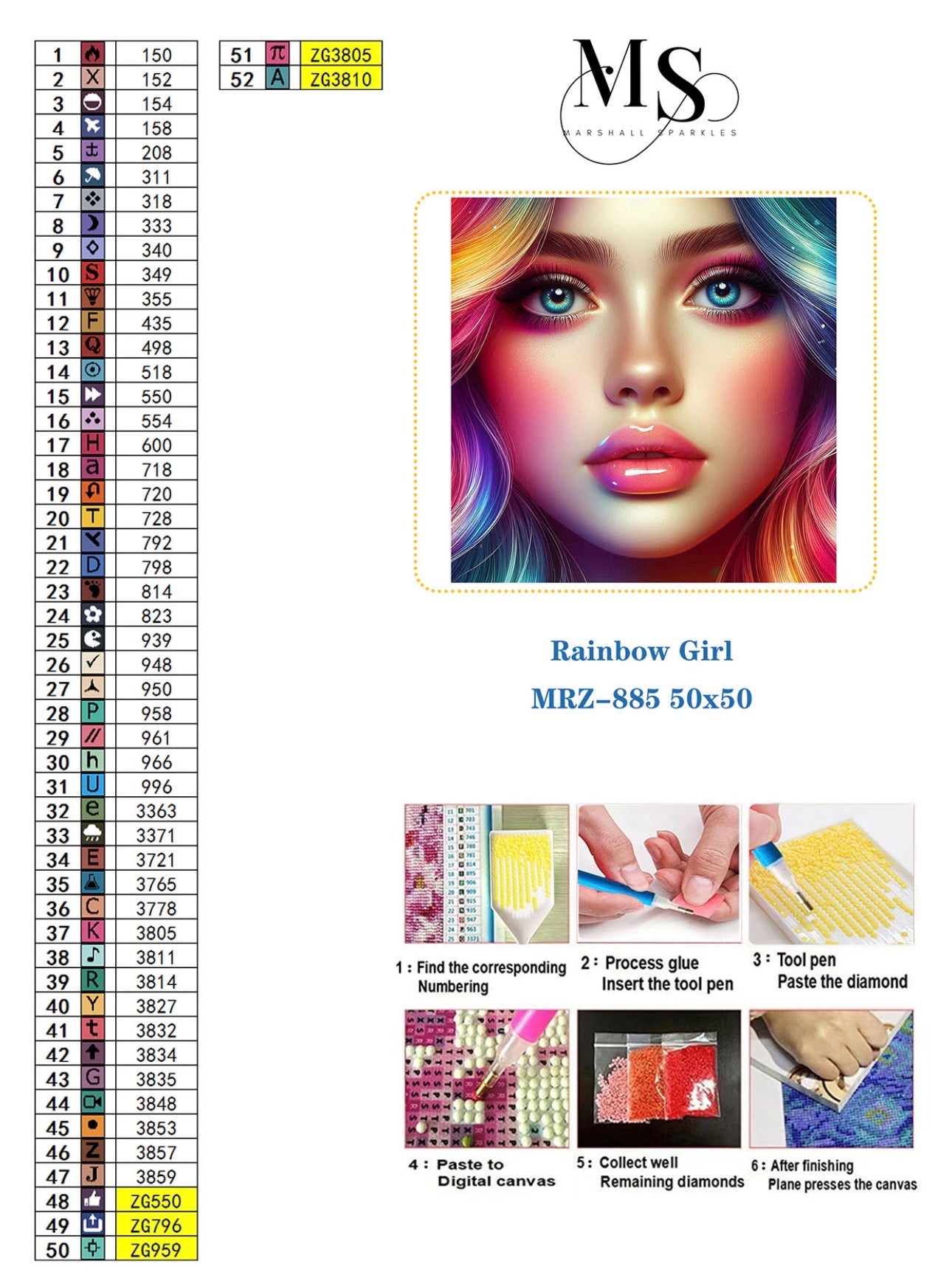 Rainbow Girl © 50x50 round fairy drill