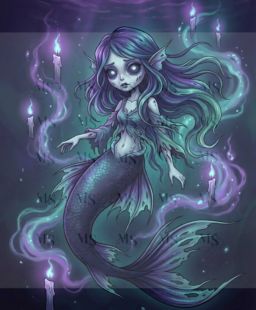 Shark‑Bitten Mermaid © 60x80