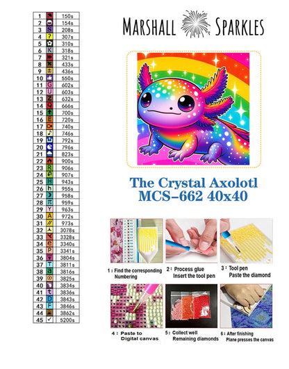 The Crystal Axolotl ©  40x40 Square FULL CRYSTAL DRILL (print to order)