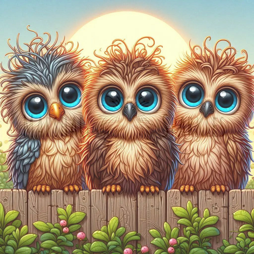 Over the Fence - Owls © 40x40 (print to order)