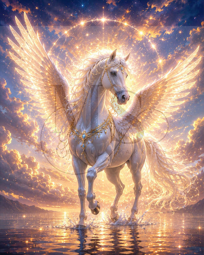 The Golden Winged Steed © 50x60 by KT Designs
