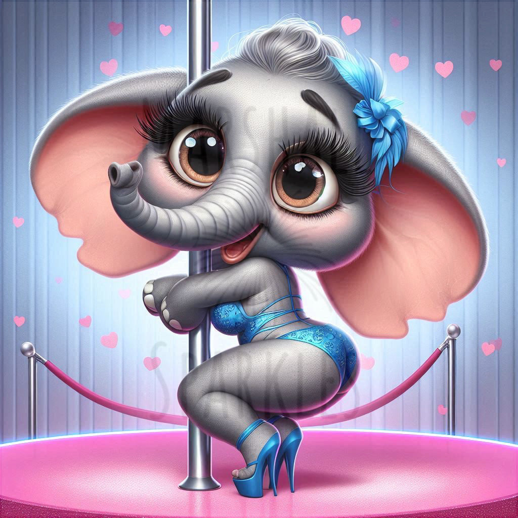 Pink Pony Club Elephant © 50x50 (print to order)