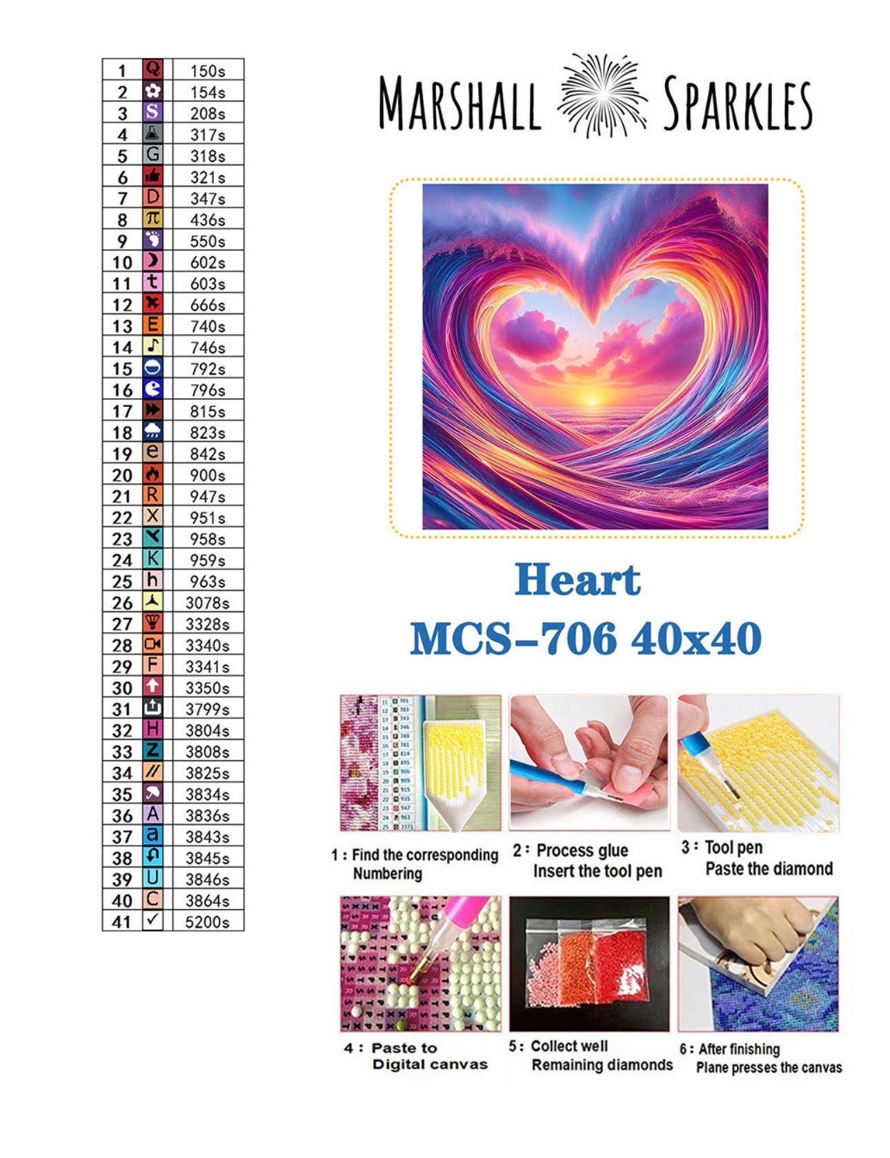 Heart © 40x40  Square FULL FAIRY OR FULL CRYSTAL DRILL (print to order)