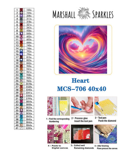 Heart © 40x40  Square FULL FAIRY OR FULL CRYSTAL DRILL (print to order)