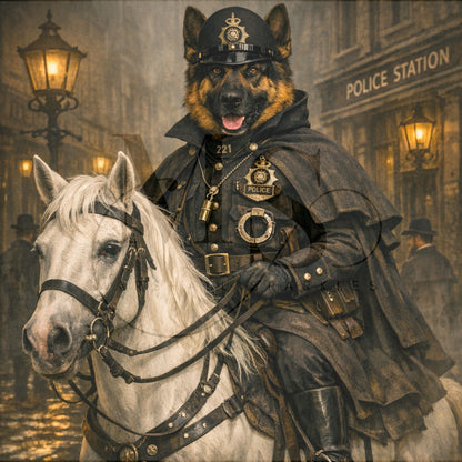 Sergeant Barkington Rides the Beat © 60x60 by NAT Art Creations