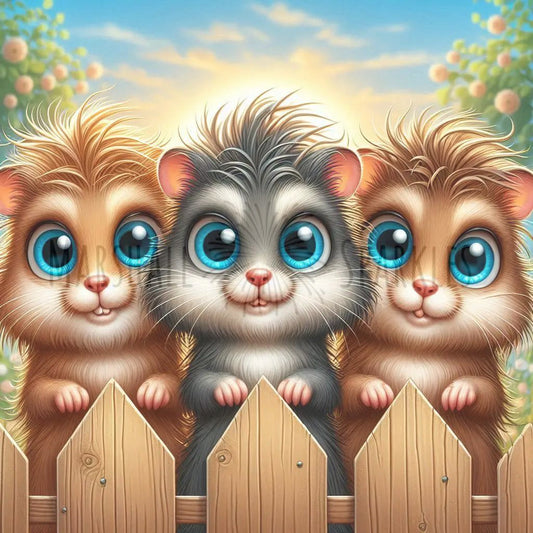 Over the Fence - Mice © 40x40 (print to order)