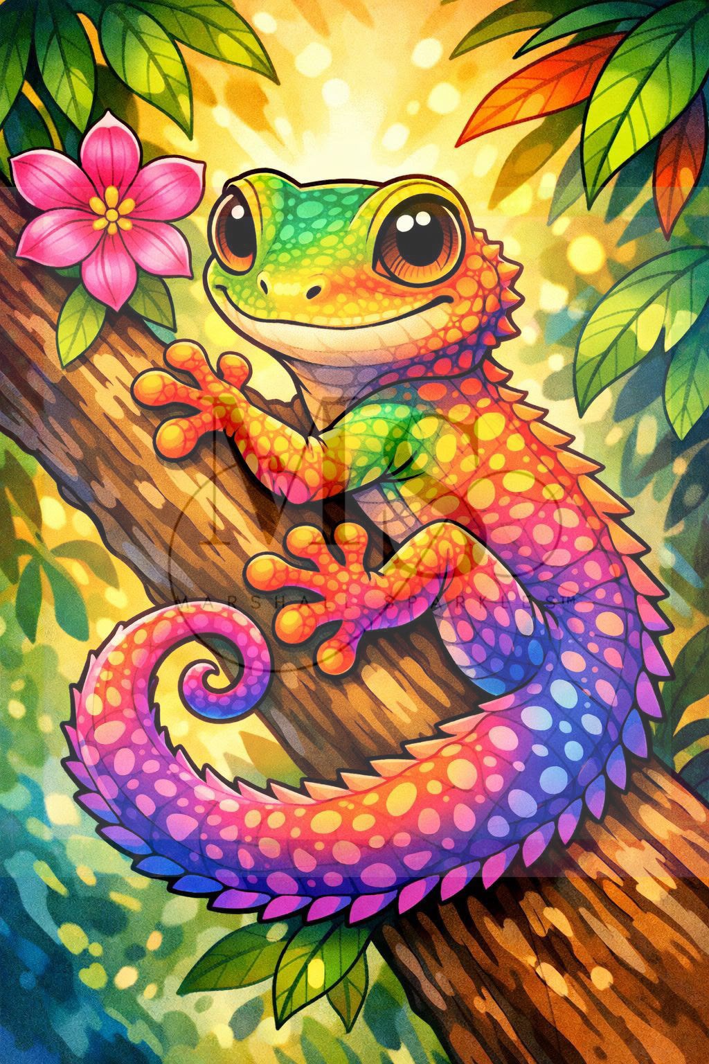 The Rainbow Gekko © 30x40 Pearl Painting