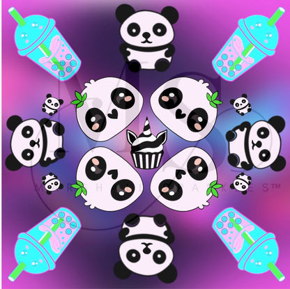 Panda bubble tea (HAND DRAWN) © 50x50 by Rachel Diamond