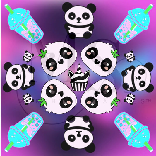 Panda bubble tea (HAND DRAWN) © 50x50 by Rachel Diamond